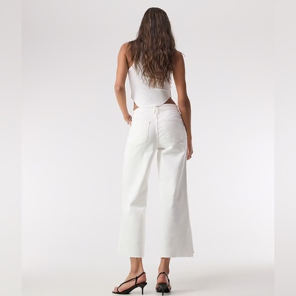 Good American good waist cropped palazzo jeans in white size 14 - Picture 2 of 10